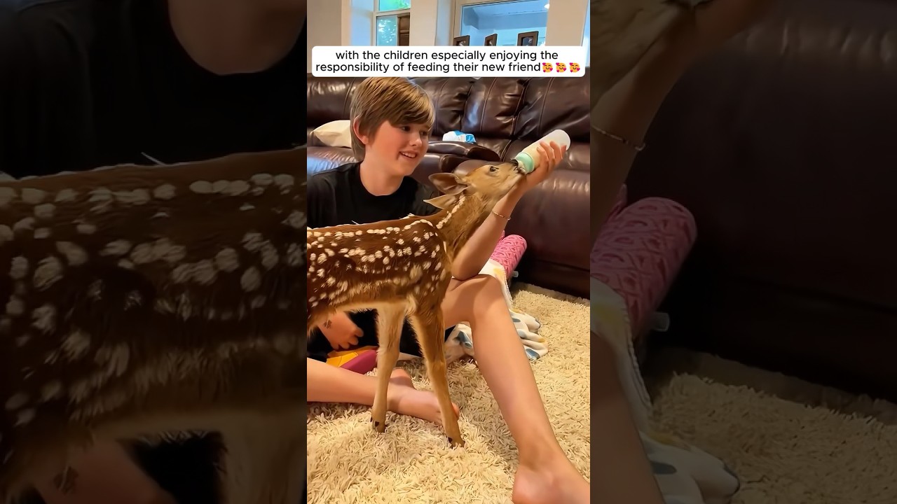 Young lady rescued a fawn and then adopted it